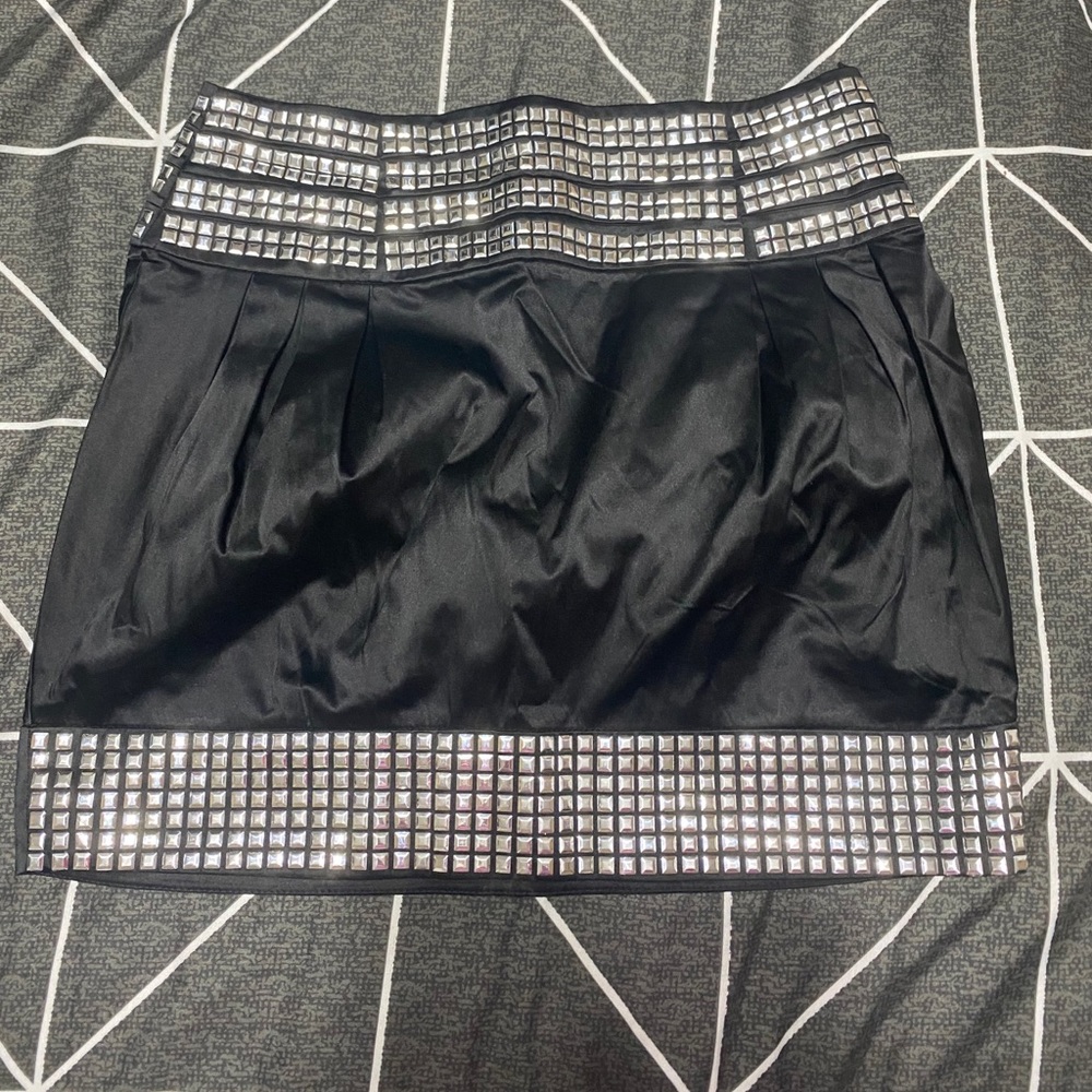 Seductions Black Satin & Stud Skirt